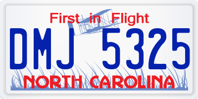 NC license plate DMJ5325