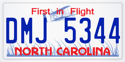 NC license plate DMJ5344
