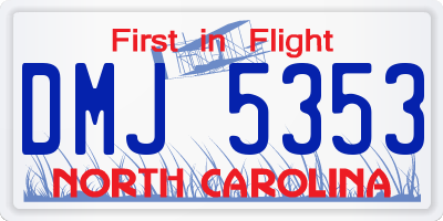 NC license plate DMJ5353