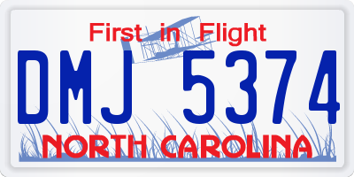 NC license plate DMJ5374