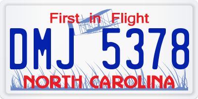 NC license plate DMJ5378