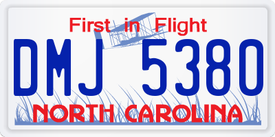 NC license plate DMJ5380