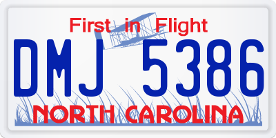 NC license plate DMJ5386