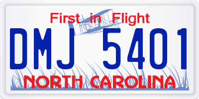 NC license plate DMJ5401