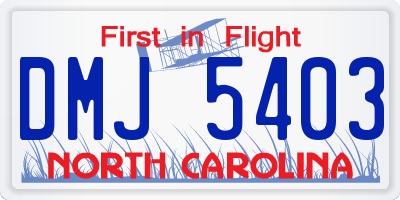 NC license plate DMJ5403