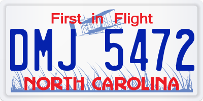 NC license plate DMJ5472