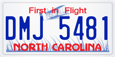 NC license plate DMJ5481