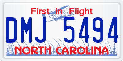 NC license plate DMJ5494