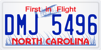 NC license plate DMJ5496