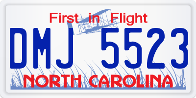 NC license plate DMJ5523