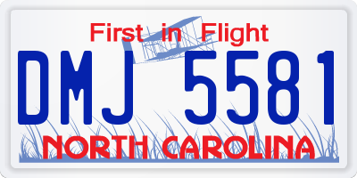 NC license plate DMJ5581
