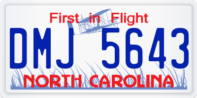 NC license plate DMJ5643