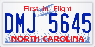 NC license plate DMJ5645