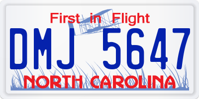 NC license plate DMJ5647