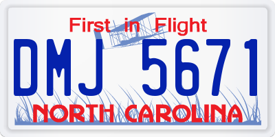 NC license plate DMJ5671