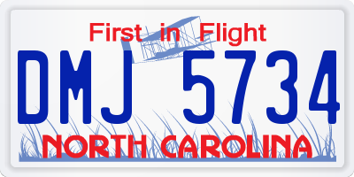 NC license plate DMJ5734