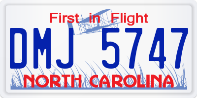 NC license plate DMJ5747