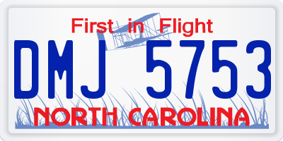 NC license plate DMJ5753