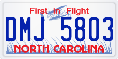 NC license plate DMJ5803