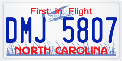 NC license plate DMJ5807