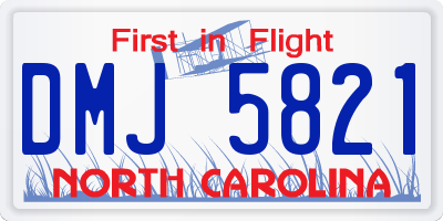 NC license plate DMJ5821