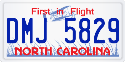 NC license plate DMJ5829