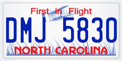 NC license plate DMJ5830