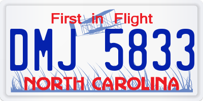 NC license plate DMJ5833