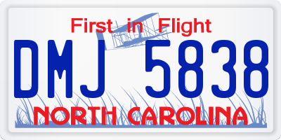 NC license plate DMJ5838