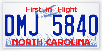 NC license plate DMJ5840