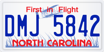 NC license plate DMJ5842