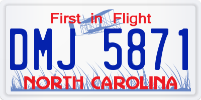 NC license plate DMJ5871