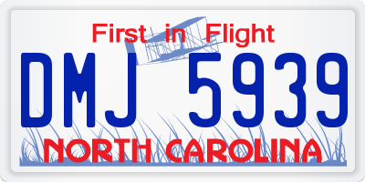 NC license plate DMJ5939