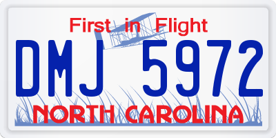 NC license plate DMJ5972