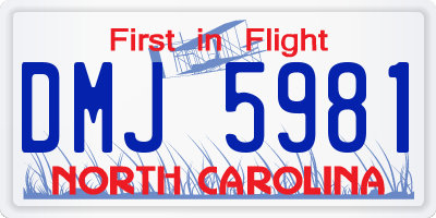 NC license plate DMJ5981