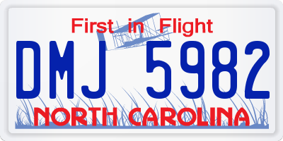 NC license plate DMJ5982
