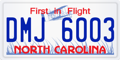 NC license plate DMJ6003