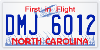 NC license plate DMJ6012