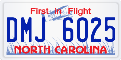 NC license plate DMJ6025