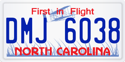 NC license plate DMJ6038