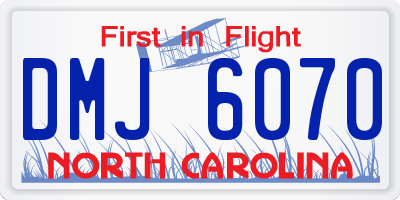 NC license plate DMJ6070