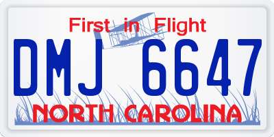 NC license plate DMJ6647