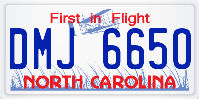 NC license plate DMJ6650