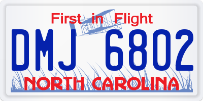 NC license plate DMJ6802