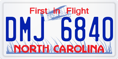 NC license plate DMJ6840