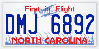 NC license plate DMJ6892