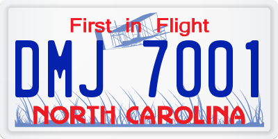NC license plate DMJ7001