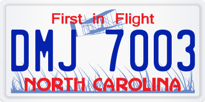 NC license plate DMJ7003