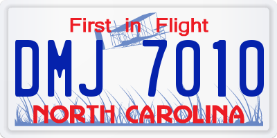 NC license plate DMJ7010