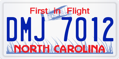 NC license plate DMJ7012
